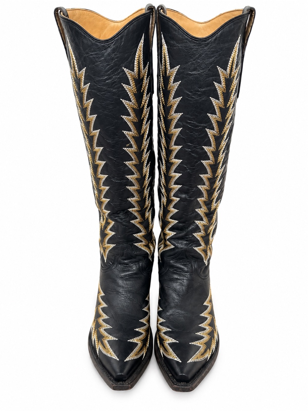 Stetson Sarah Black Goat Leather Tall Western Cowboy Boots – Size 8